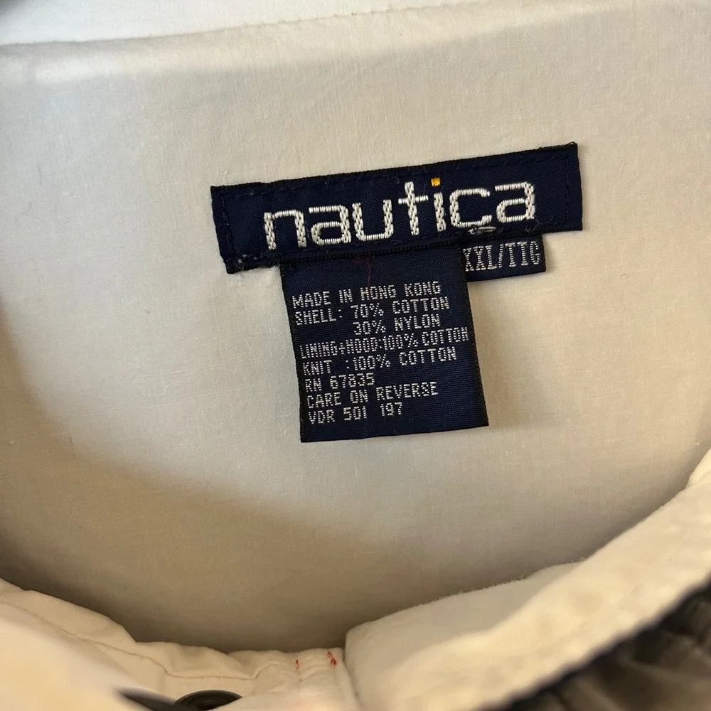VTG 90s Nautica Challenge J-Class Sailing Jacket Navy Red XXL Hooded Windbreaker